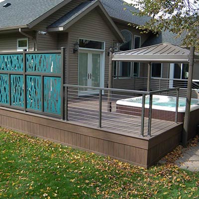 Durarail cable Railing System with Custom Aluminum Privacy Screen